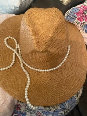 Lele Sadoughi pearl and straw hat  SOLD OUT